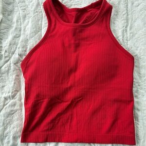 CRZ YOGA Red Ribbed Tank Top